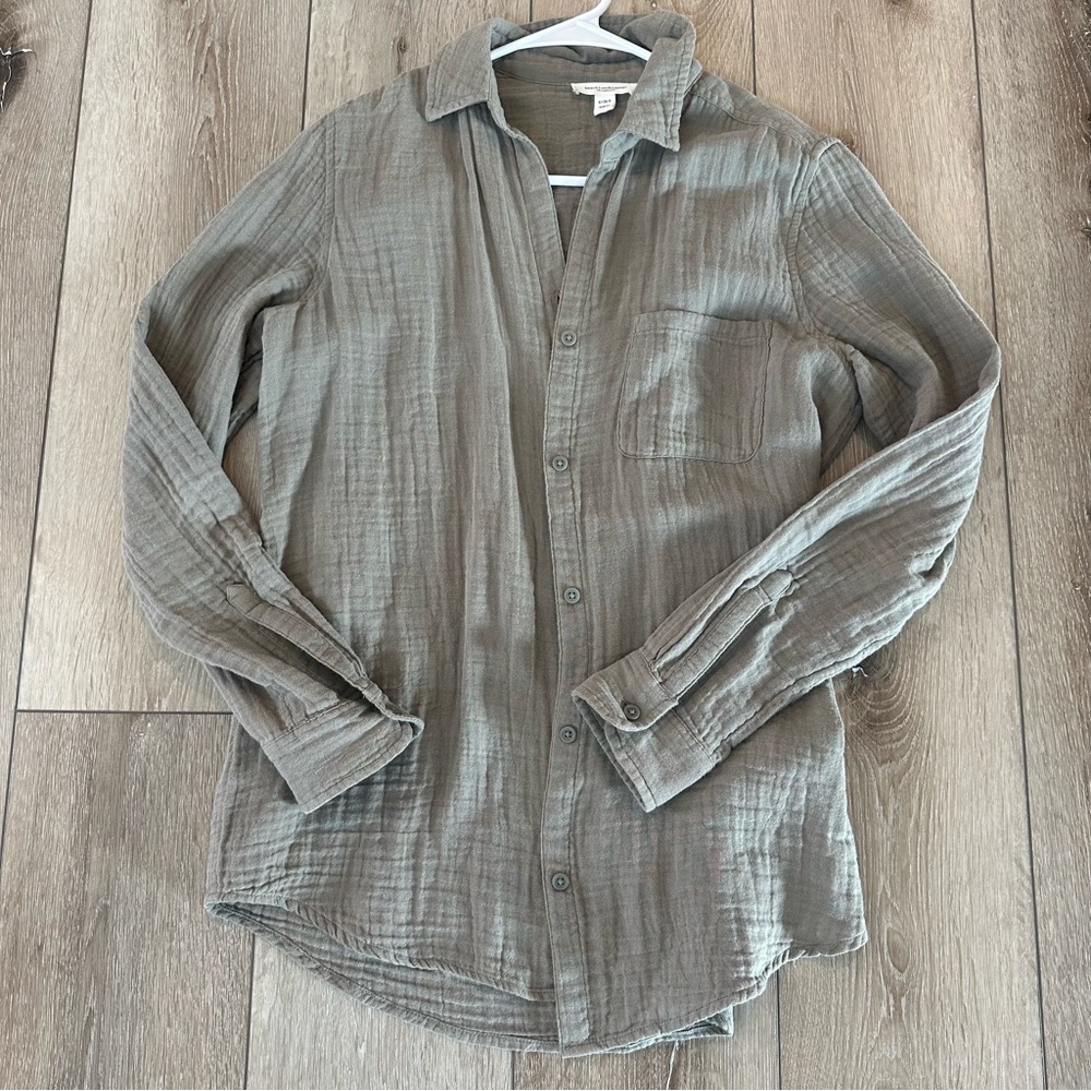 beachlunchlounge Alessia Long Sleeve Cotton Long Sleeve Oversized Button Down XS